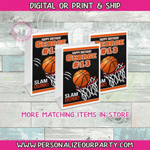 Load image into Gallery viewer, Basketball party bags-candy party bags-digital-printed-basketball treat bags-sports party bags-basketball candy bags-basketball decor-loot