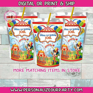 Mickey Mouse carnival capri sun labels-digital-printed-Mickey mouse party favors- juice pouch-circus party favors-capri sun-guest favors