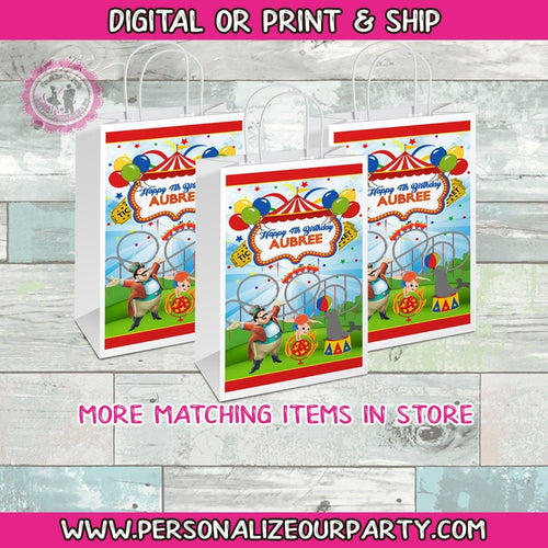 Circus party treat bags/labels-circus party favors-carnival party favors-digital-print-first birthday party favors-treat bags-circus party
