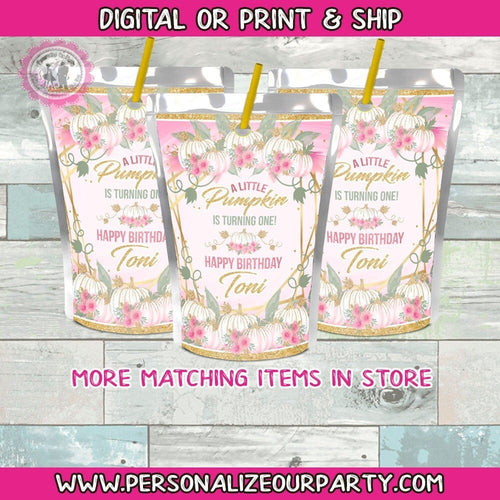 Pumpkin capri sun labels-autumn party favors-digital-print-fall party favors-pumpkin patch favors-pumpkin baby shower-juice pouch labels