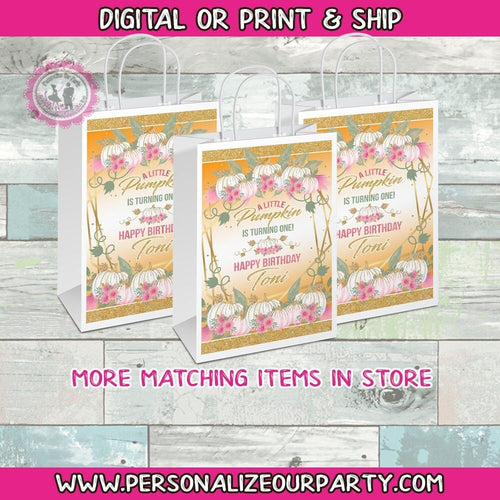 Pumpkin party bags/labels-digital-print-pumpkin patch favors-autumn party favors-fall party-autumn candy bags-treat bags-pumpkin baby shower