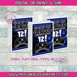 video game treat bags/labels-video game party bag favors-video game candy bags-gamerparty-game truck loot bags-digital-printed-game truck