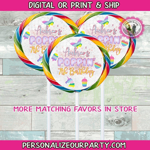 Pop it party lollipop stickers-pop it party favors-fidget party-digital-print-pop it birthday-pop it party supplies-fidget spinner party