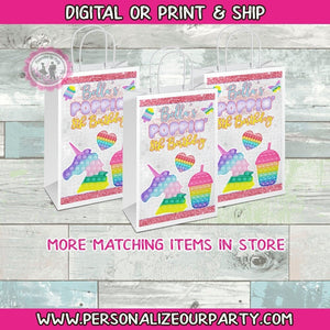 Pop it party gift bags/labels-digital-printed-fidget party bags-treat bags-loot bags-pop it party favors-pop it candy bags-poppin birthday