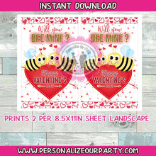 Load image into Gallery viewer, Bee mine valentine&#39;s day party favor bags-bee valentine party favors- bee valentine&#39;s day gift bags-valentines treat bags-loot bag-candy bag