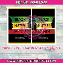 Load image into Gallery viewer, Black history month party favor bag labels-black history party favors-black history month-black history gift bags-black history celebration