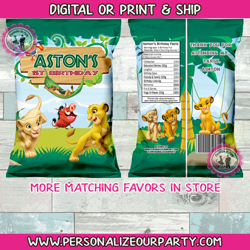 The lion king chip bag favors