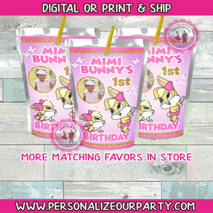 Lola bunny Juice pouch labels- 1 digital file or 1 dozen printed