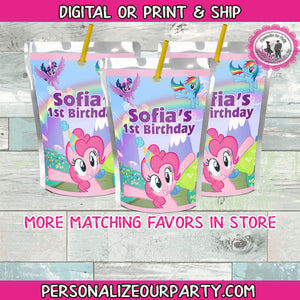 My little pony inspired capri sun labele/ juice pouch labels - 1 digital file or 1 dozen printed stickers