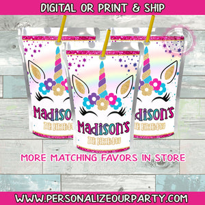 Rainbow Unicorn juice pouch labels-1 digital file or 1 dozen printed labels-fits capri sun juice pouches & kool aid jammers