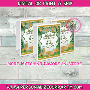 Safari jungle baby shower gift bag labels-1 digital files or 1 dozen printed labels