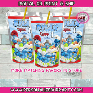 Smurfs capri sun juice pouch stickers-digital or printed