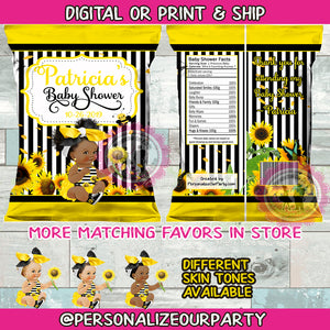 sunflower baby shower chip bag/wrappers-sunflower chip bag-sunflower party favors-sunflower birthday-sunflower favors-sunflower party bag