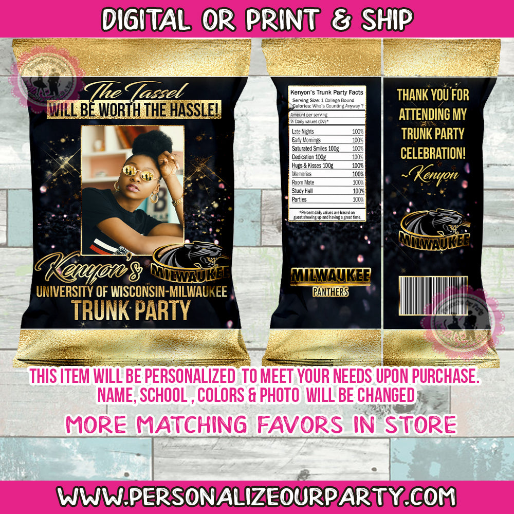 Trunk party chip bags/wrappers-digital-print-trunk party favors