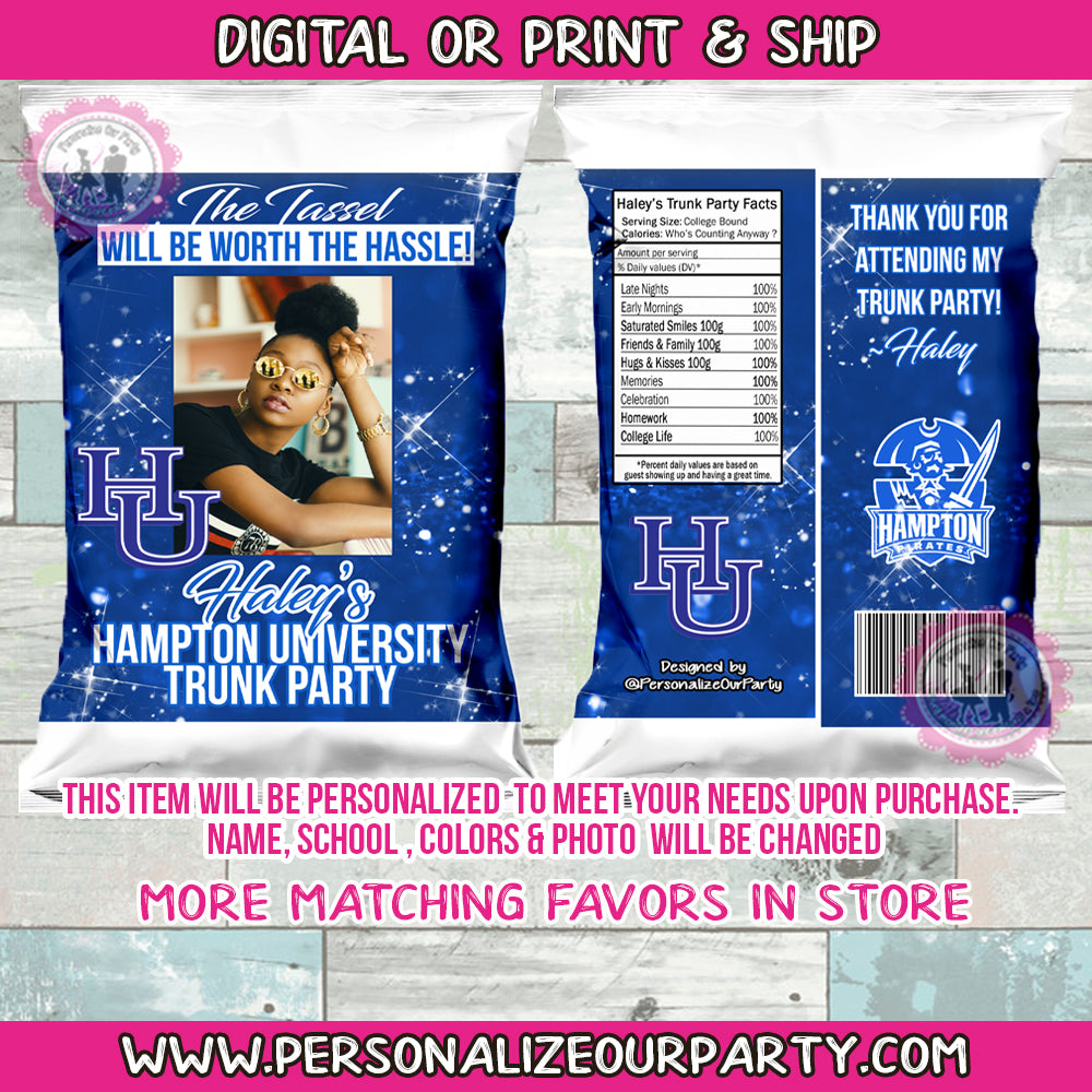 Trunk party chip bags/wrappers-digital-print-trunk party favors