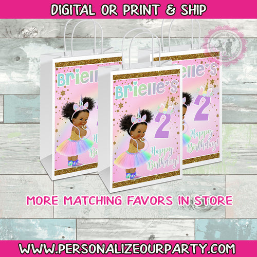 Unicorn baby girl party bags/gift bags-1 digital file or 1 dozen printed labels