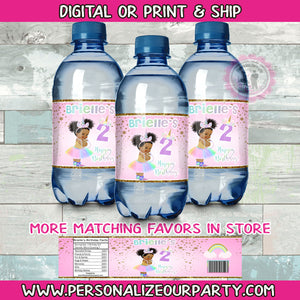 Unicorn water bottle labels-1 digital file or 1 dozen printed