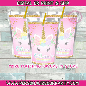 Unicorn juice pouch labels-1 digital file or 1 dozen printed labels-fits capri sun juice pouches & kool aid jammers