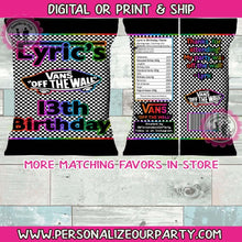Load image into Gallery viewer, Vans inspired chip bags/wrappers-digital or 1 dozen printed wrappers