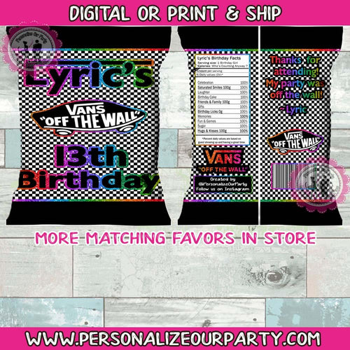 Vans inspired chip bags/wrappers-digital or 1 dozen printed wrappers
