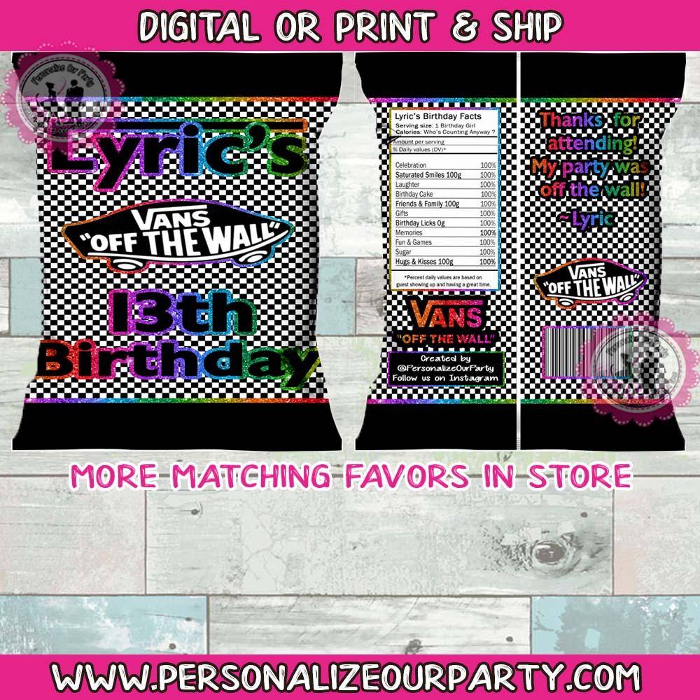 Vans inspired chip bags/wrappers-digital or 1 dozen printed wrappers